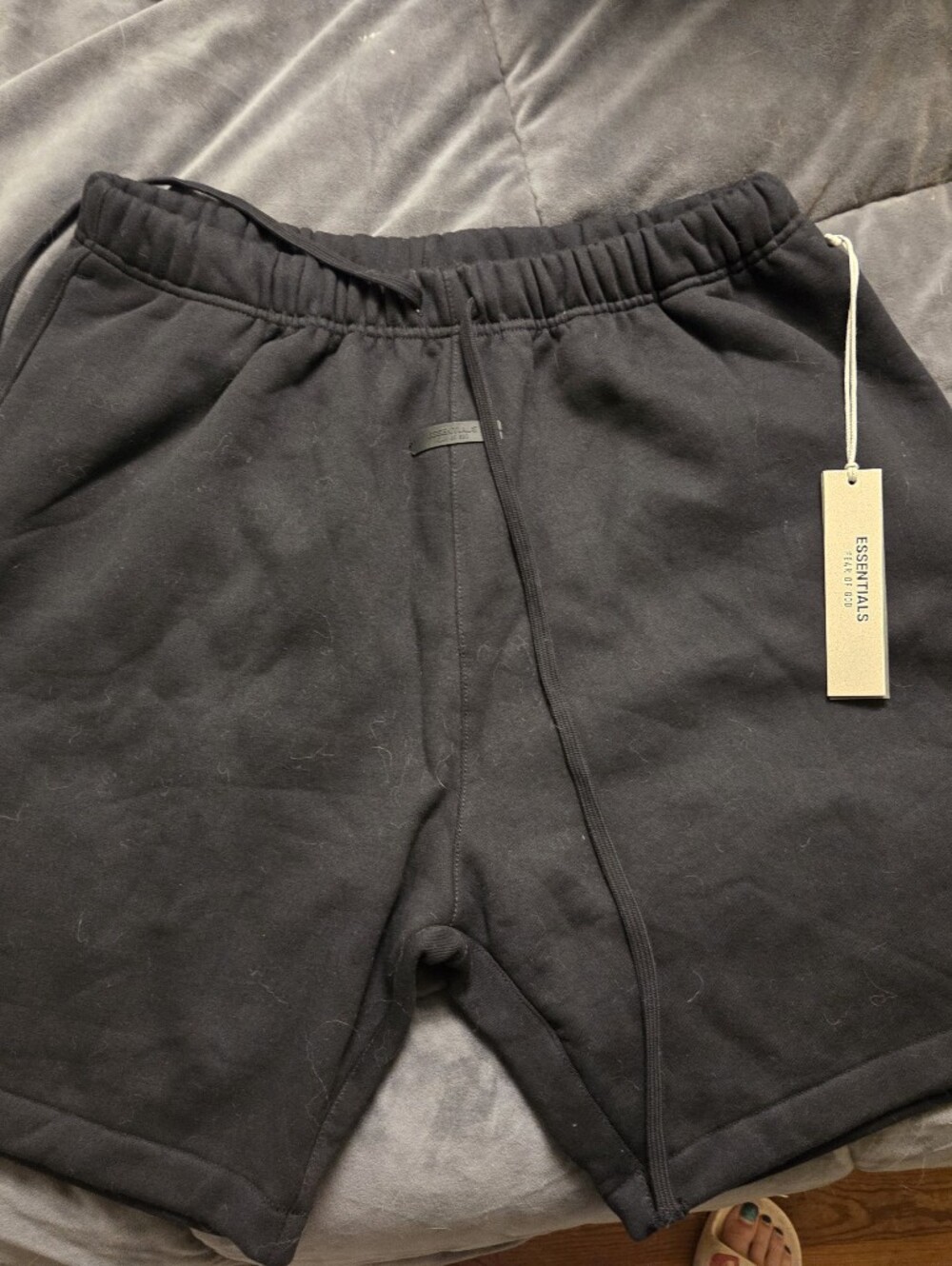 Essentials Black Athletic Cotton Shorts with Drawstring